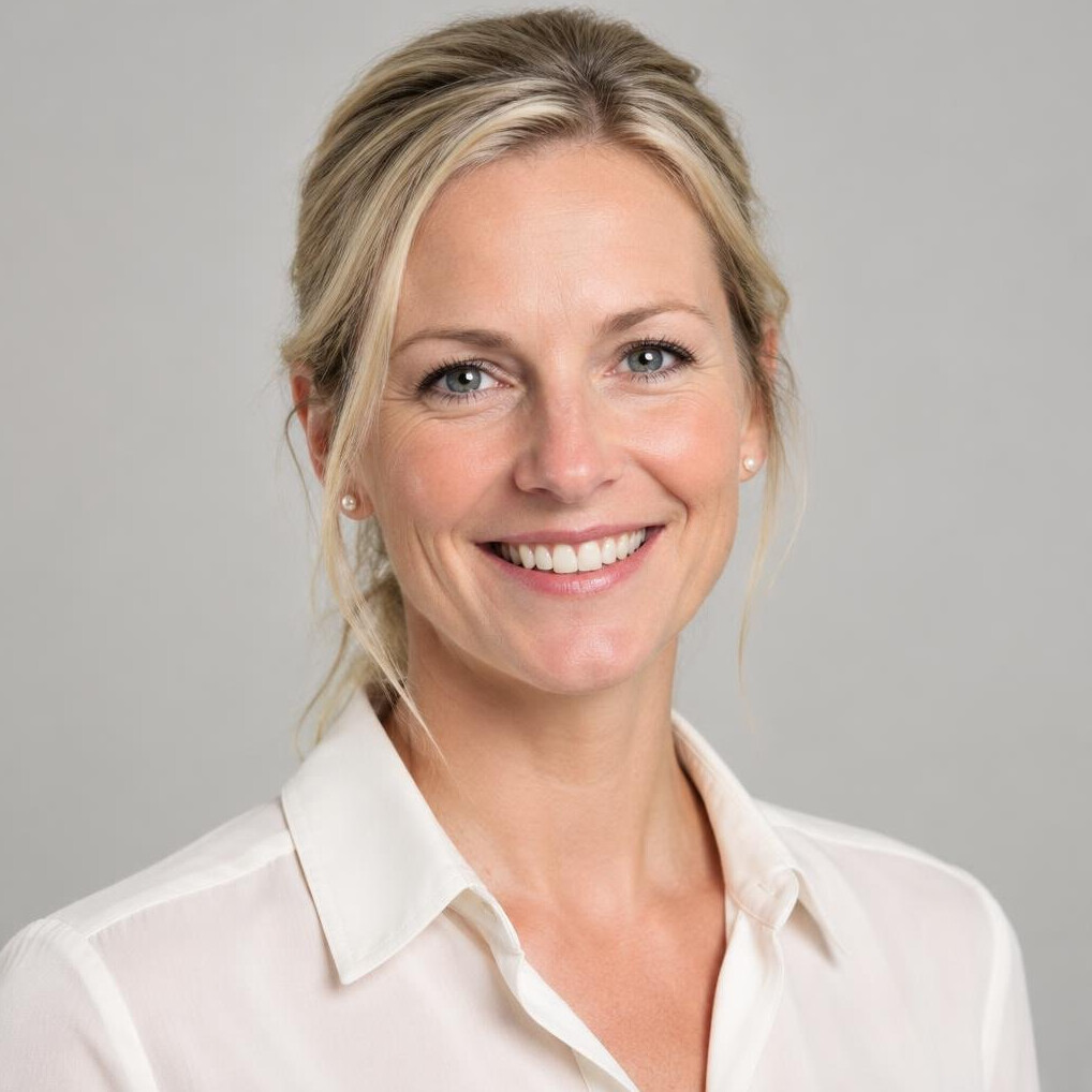 Young professional woman with blonde hair smiling