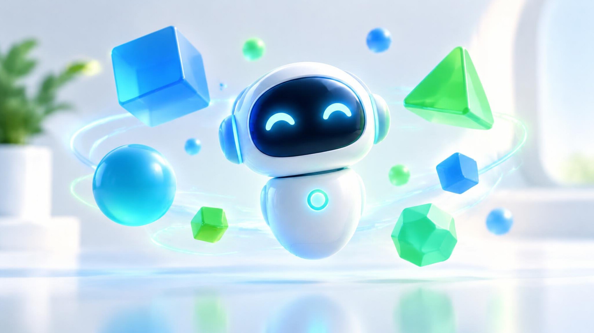 Abstract artificial intelligence concept with glowing digital shapes