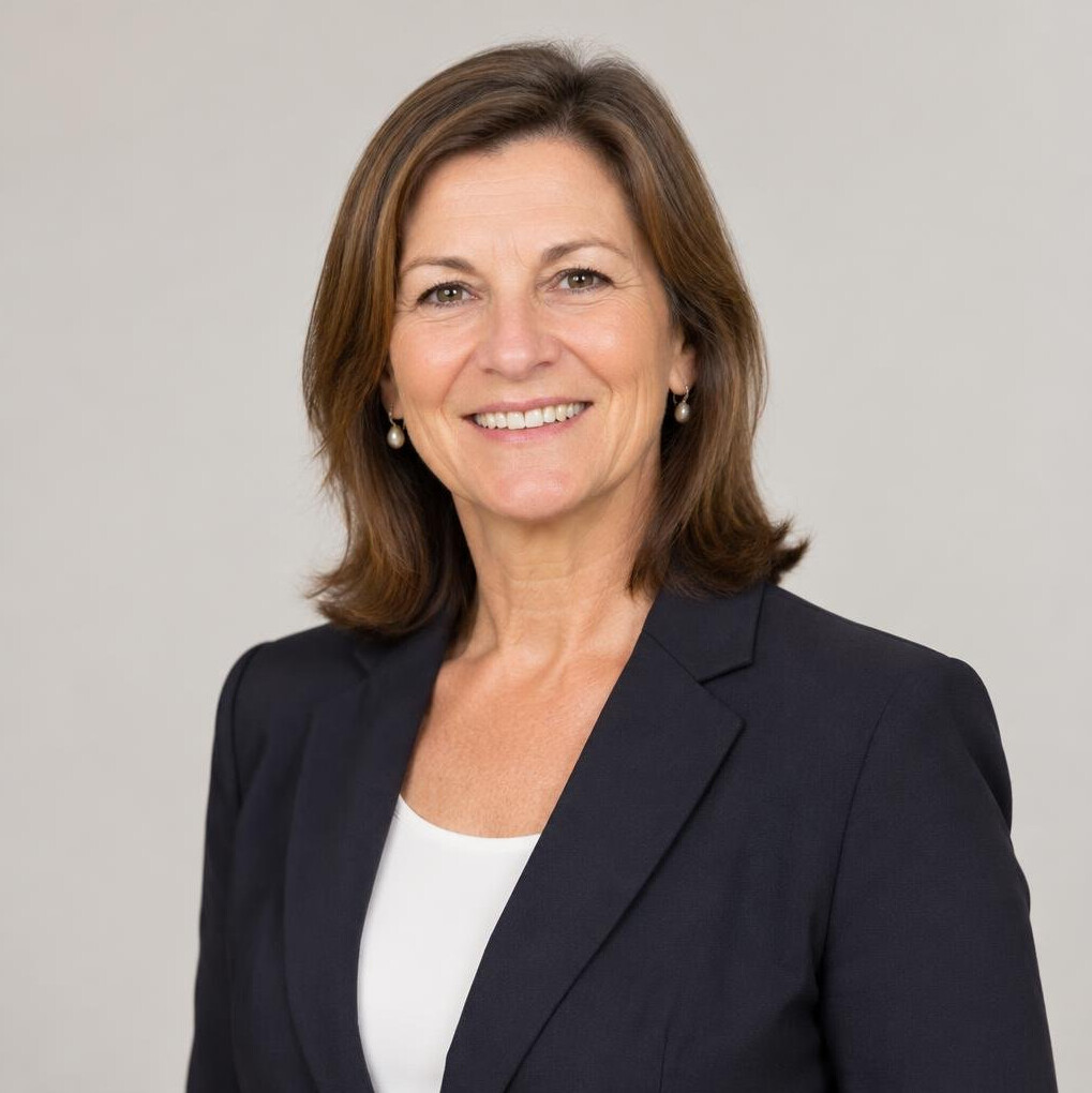 Professional woman in blazer smiling at the camera